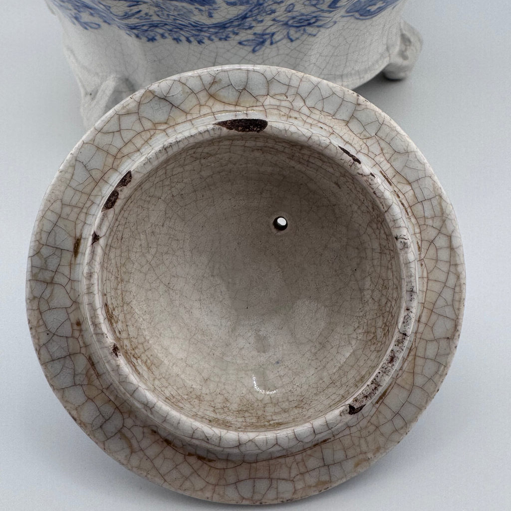 Antique Staffordshire Blue Willow Transferware Teapot | English Regency Period c.1815–1835