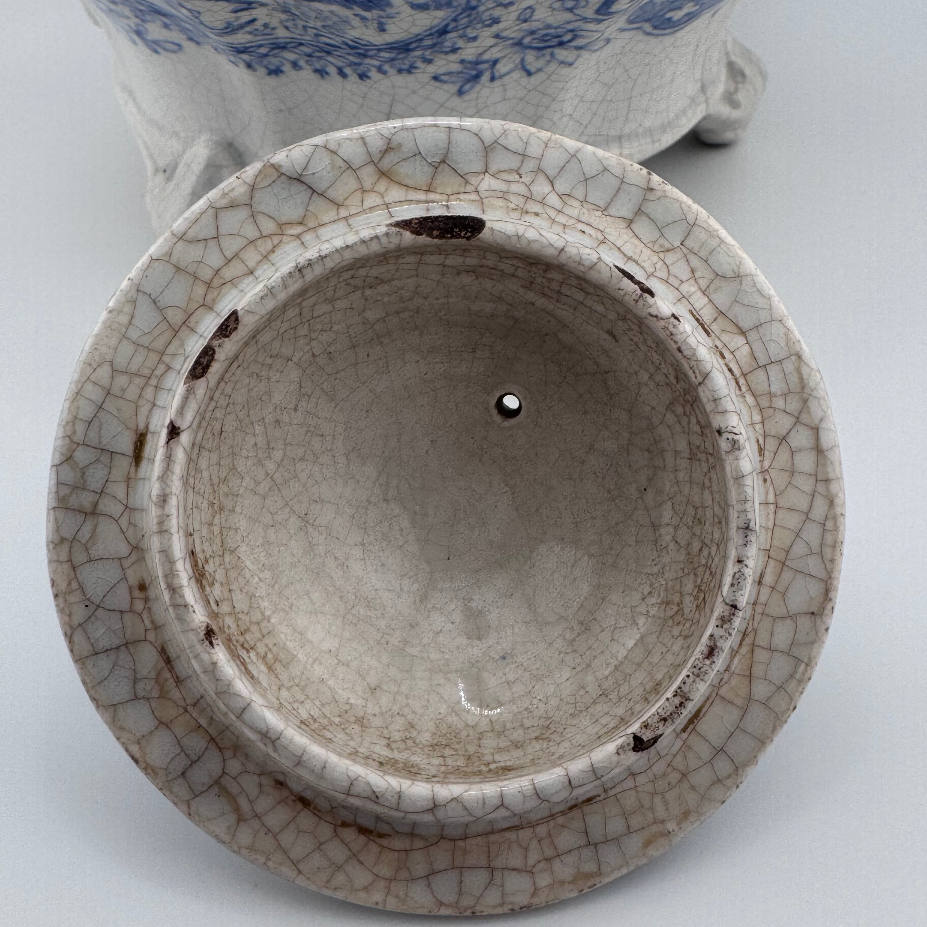 Antique Staffordshire Blue Willow Transferware Teapot | English Regency Period c.1815–1835