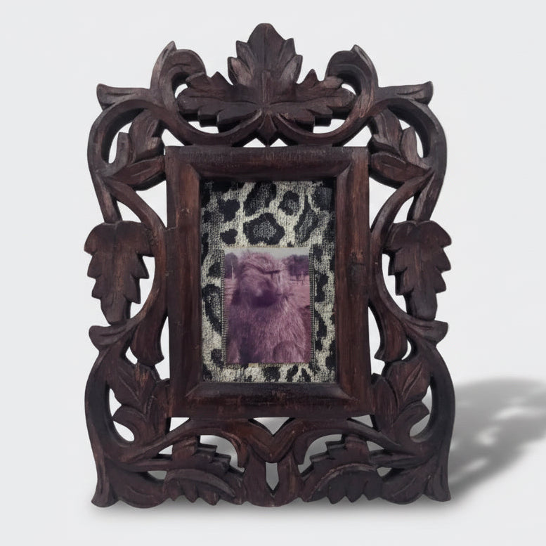 Two's Company Vintage Hand Carved Wood Frame | Ornate Baroque Scrollwork | Tabletop Easel Frame