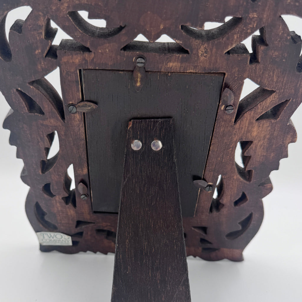 Two's Company Vintage Hand Carved Wood Frame | Ornate Baroque Scrollwork | Tabletop Easel Frame