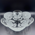 Mikasa “Sea Fare” Crystal Crab & Scallop Bowl – Coastal Centerpiece - Clear and Frosted Glass