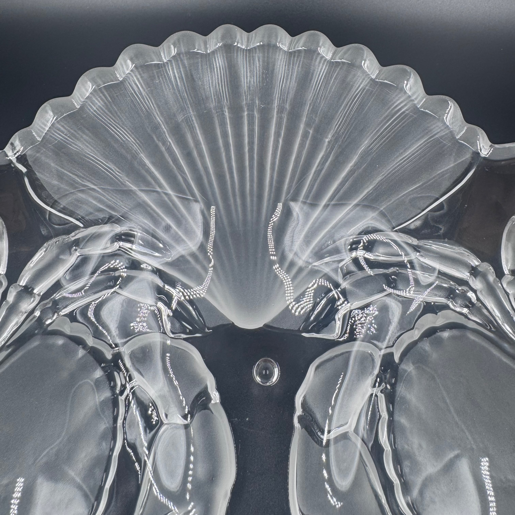 Mikasa “Sea Fare” Crystal Crab & Scallop Bowl – Coastal Centerpiece - Clear and Frosted Glass