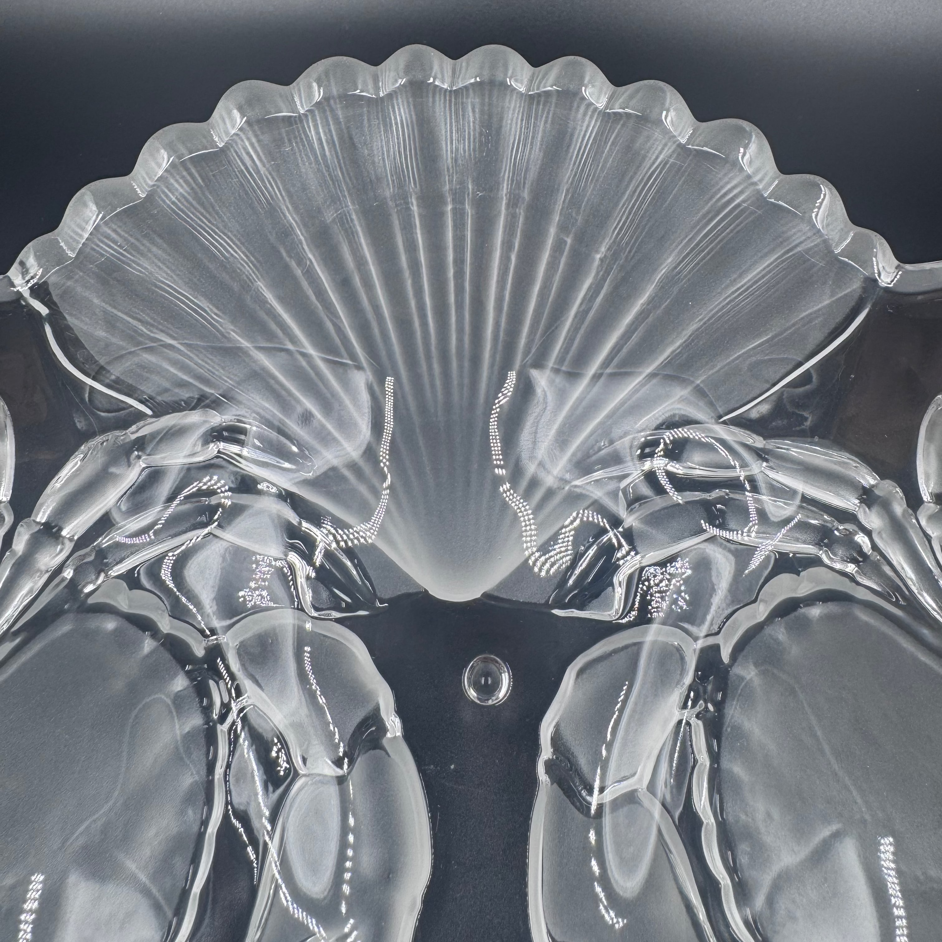 Mikasa “Sea Fare” Crystal Crab & Scallop Bowl – Coastal Centerpiece - Clear and Frosted Glass