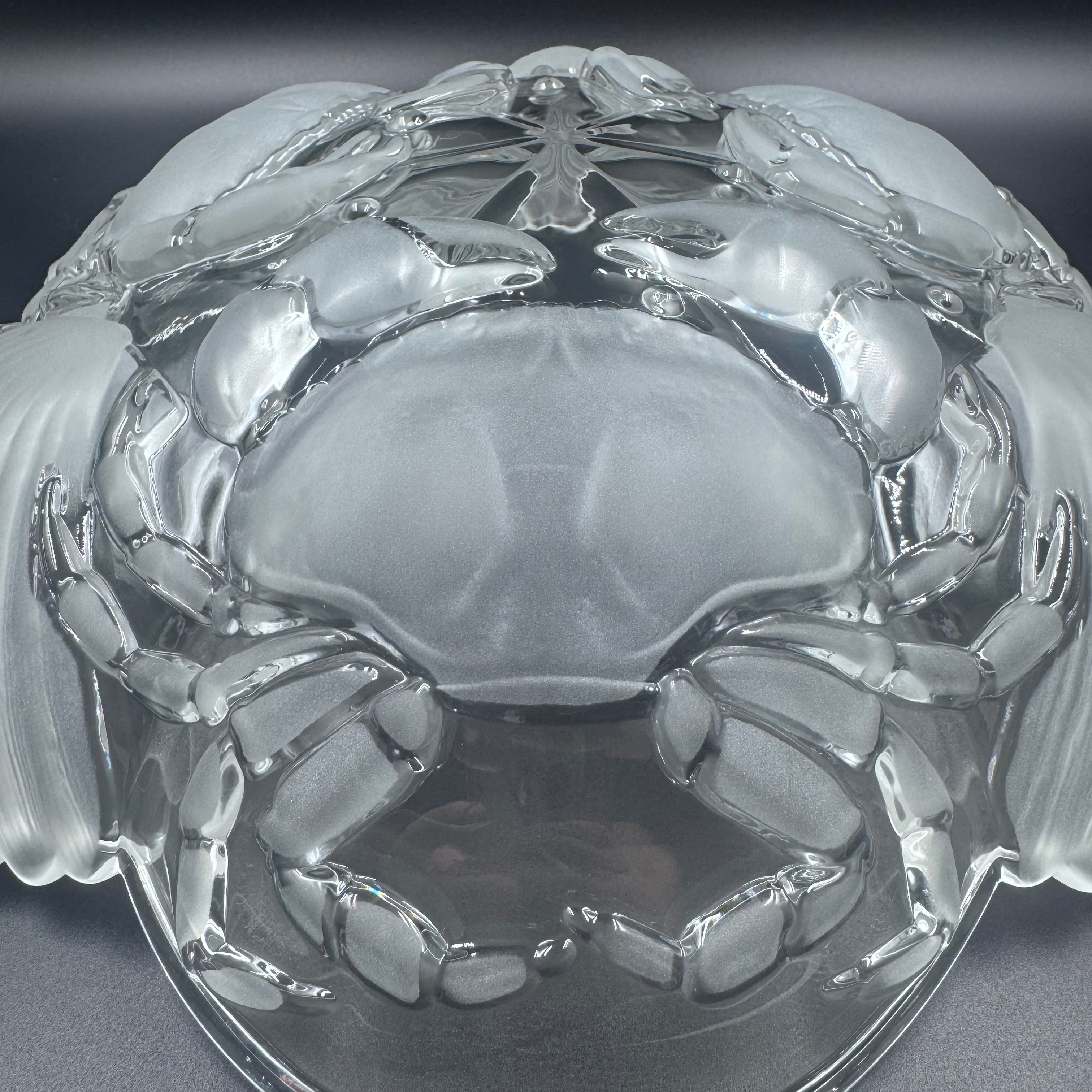 Mikasa “Sea Fare” Crystal Crab & Scallop Bowl – Coastal Centerpiece - Clear and Frosted Glass