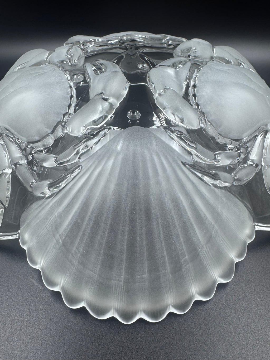 Mikasa “Sea Fare” Crystal Crab & Scallop Bowl – Coastal Centerpiece - Clear and Frosted Glass