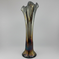 Fenton Carnival Glass Vase | Amethyst Marigold Iridescent Ribbed Form | 12”