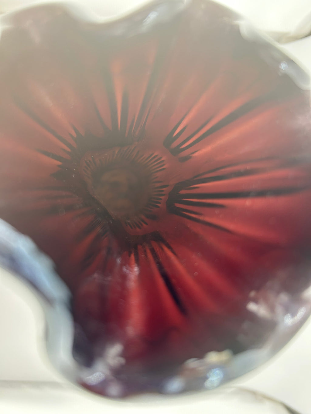Fenton Carnival Glass Vase | Amethyst Marigold Iridescent Ribbed Form | 12”