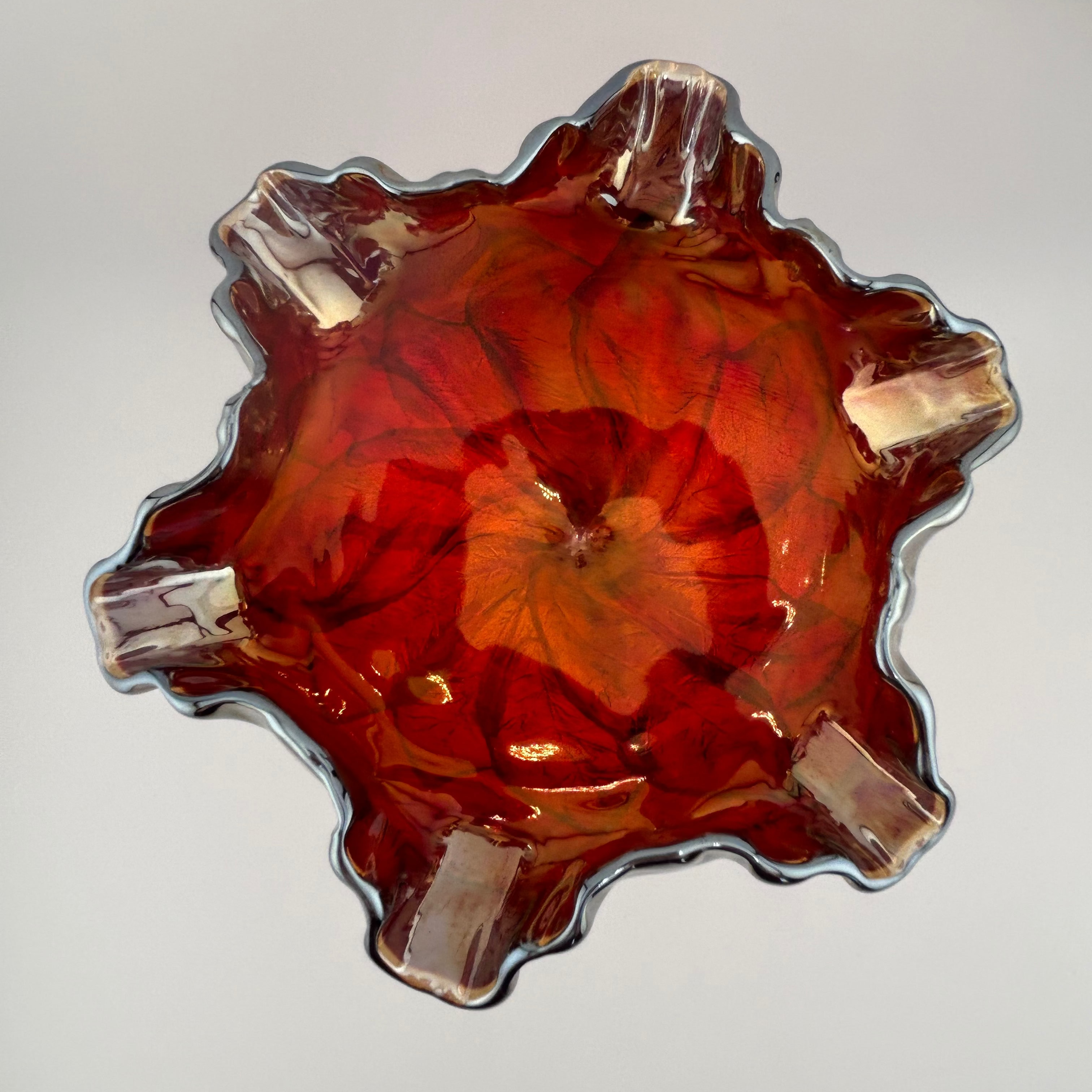 Imperial Glass  Co. compote in an Acanthus Leaf pattern - Ruby Red  C. 1930-60