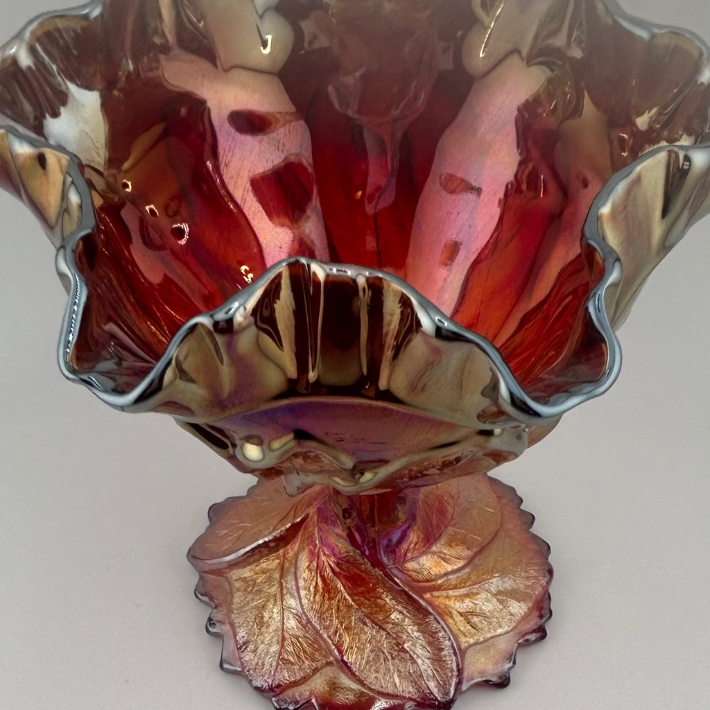 Imperial Glass  Co. compote in an Acanthus Leaf pattern - Ruby Red  C. 1930-60