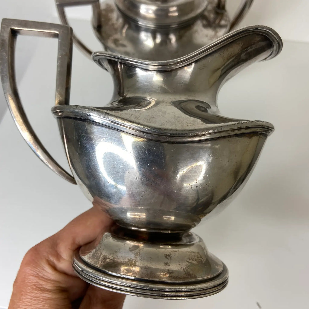 Antique Art Deco Barbour Silver Co. Quadruple Plate Creamer & Lidded Sugar Bowl