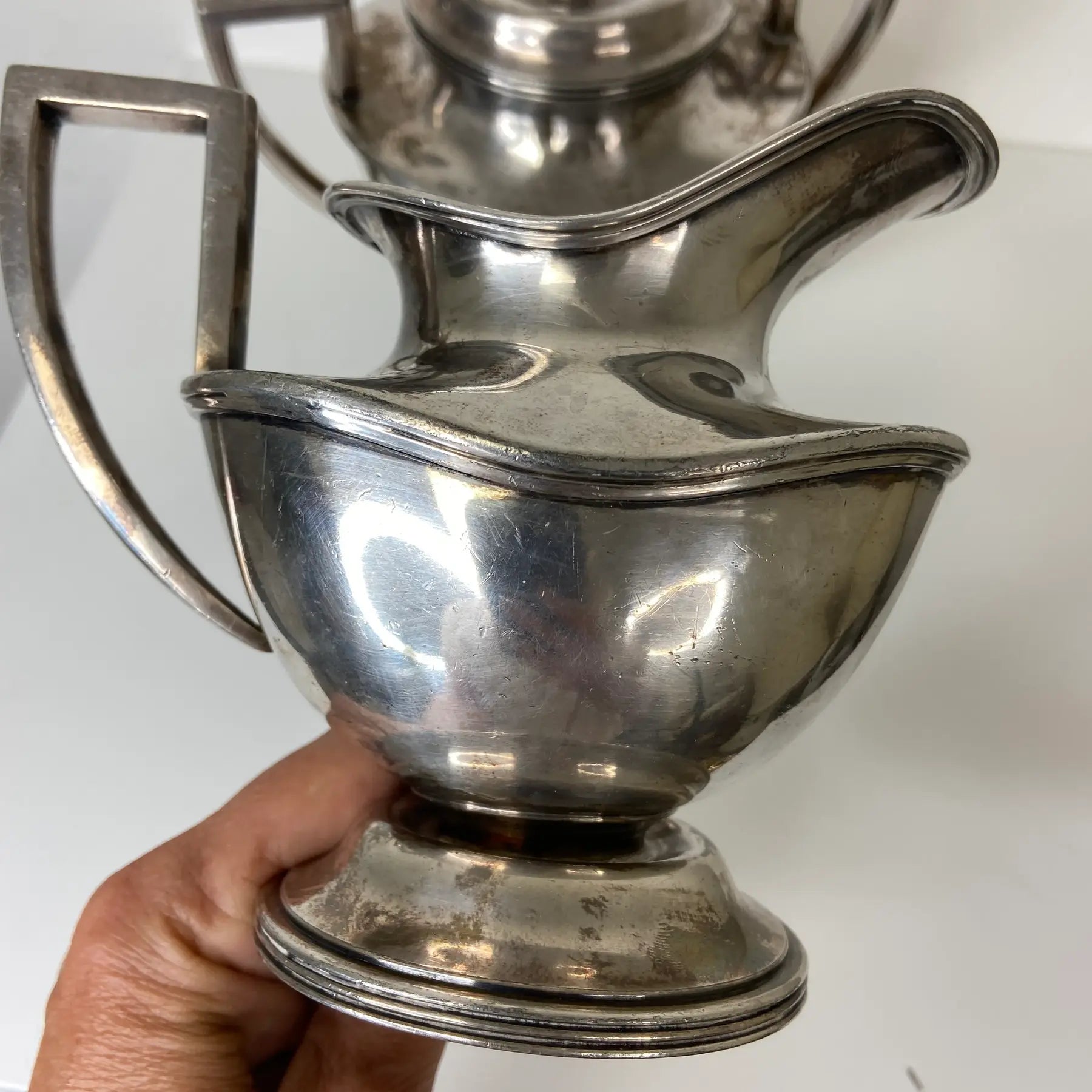 Antique Art Deco Barbour Silver Co. Quadruple Plate Creamer & Lidded Sugar Bowl
