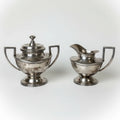 Antique Art Deco Barbour Silver Co. Quadruple Plate Creamer & Lidded Sugar Bowl