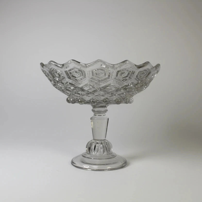 Antique "Hexagonal Bullseye" Patterned Compote by Dalzell, Gilmore & Leighton Co.