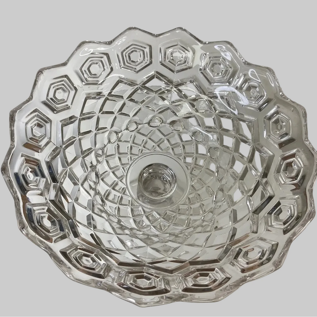Antique "Hexagonal Bullseye" Patterned Compote by Dalzell, Gilmore & Leighton Co.