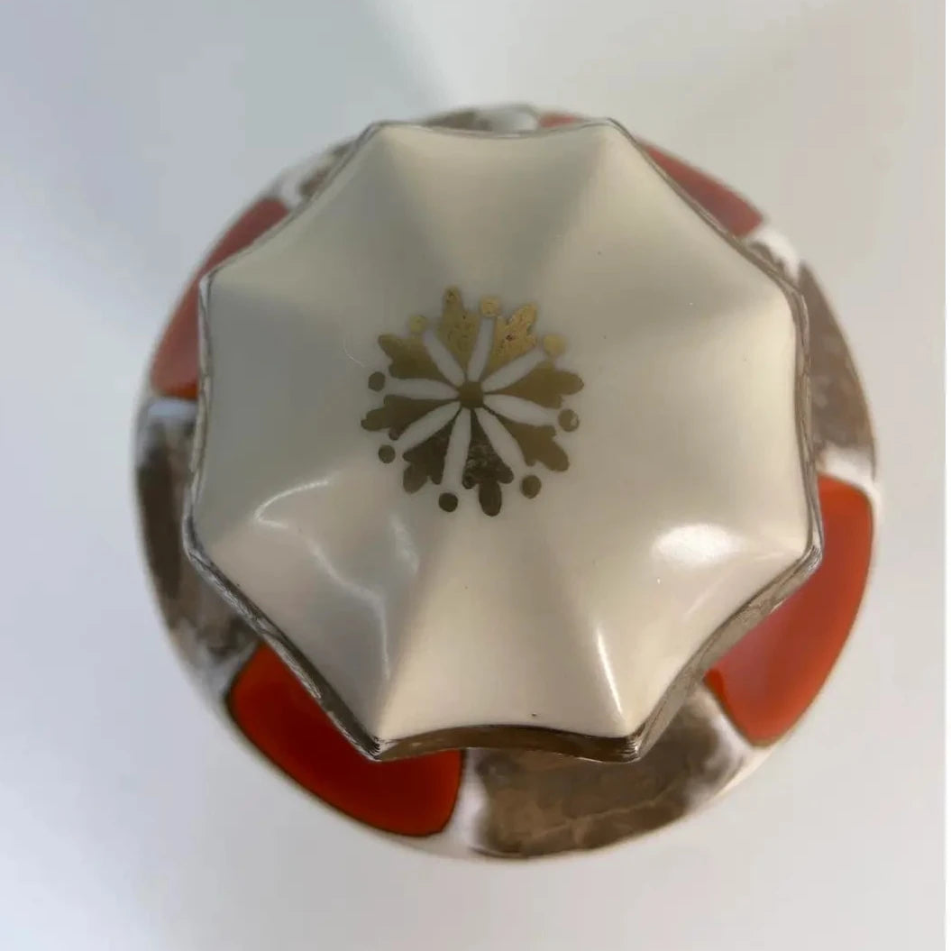 Antique Oscar Schlegelmilch Lidded Porcelain Jar – Hand Painted, Gold Gilt, Tripod Feet – Marked "639"