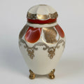 Antique Oscar Schlegelmilch Lidded Porcelain Jar – Hand Painted, Gold Gilt, Tripod Feet – Marked "639"
