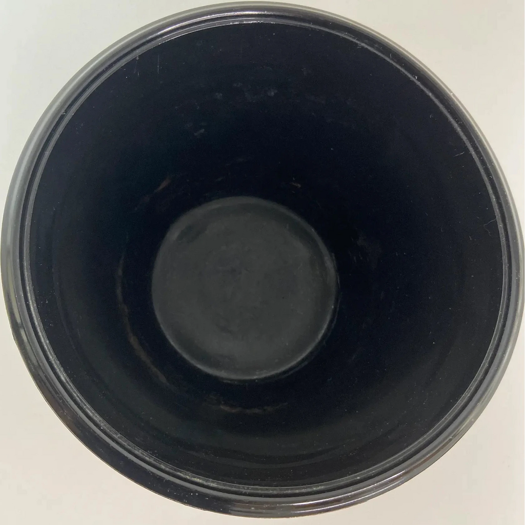 Le Smith Black Amethyst Glass Footed Bowl With Greek Key Design -Early 20th Century