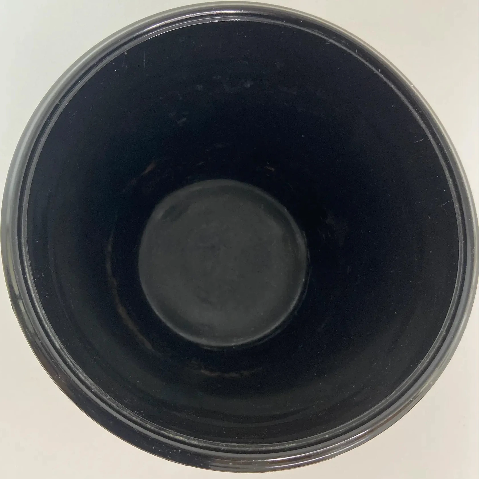 Le Smith Black Amethyst Glass Footed Bowl With Greek Key Design -Early 20th Century