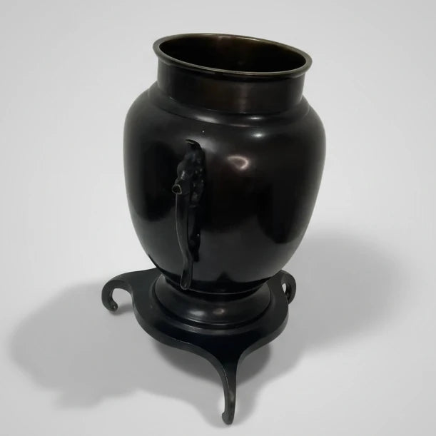 Antique Japanese Usubata Tripod Bronze Vase