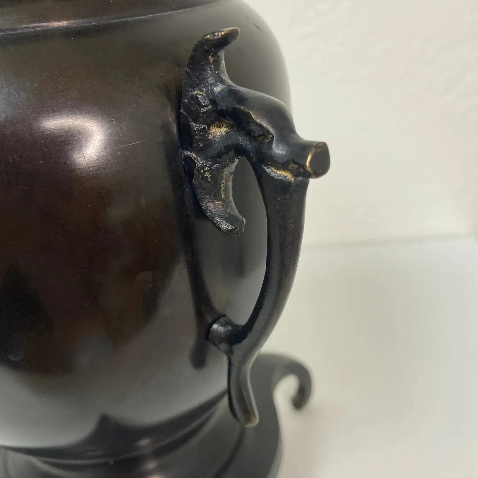 Antique Japanese Usubata Tripod Bronze Vase