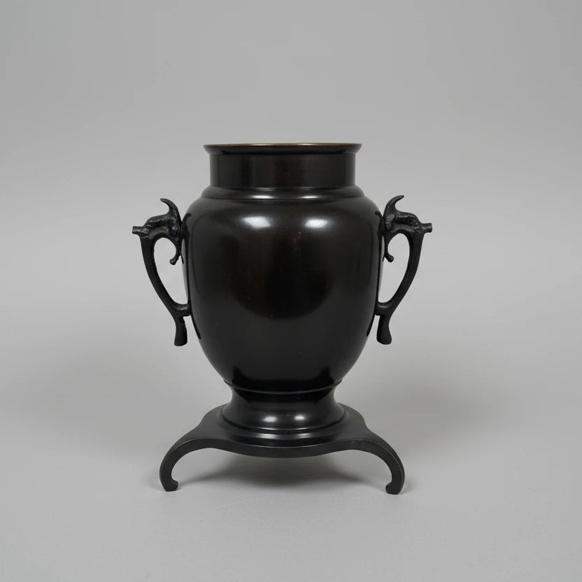 Antique Japanese Usubata Tripod Bronze Vase