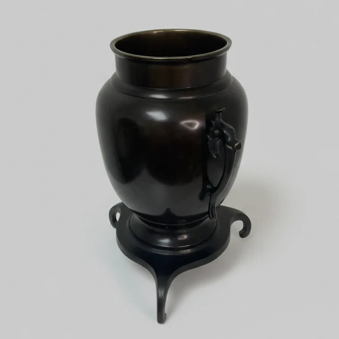 Antique Japanese Usubata Tripod Bronze Vase