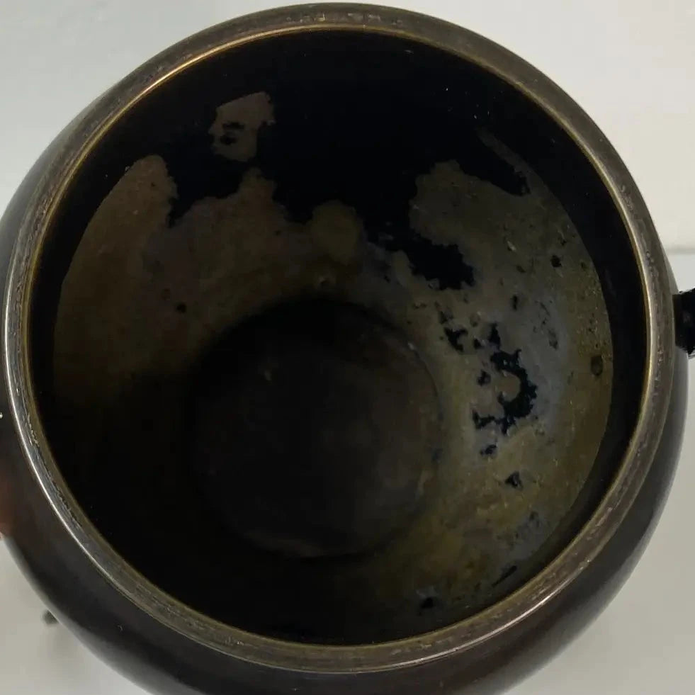 Antique Japanese Usubata Tripod Bronze Vase