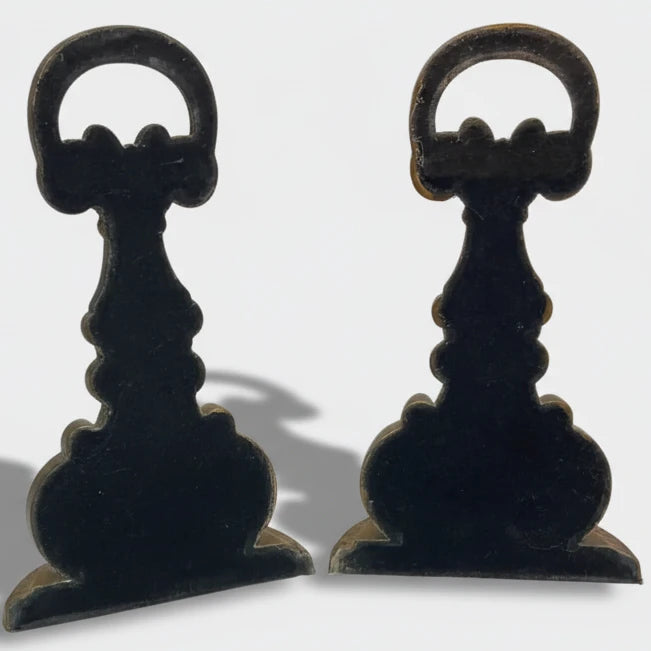 Ornate Brass Baroque Andiron Styled Bookends - Pair