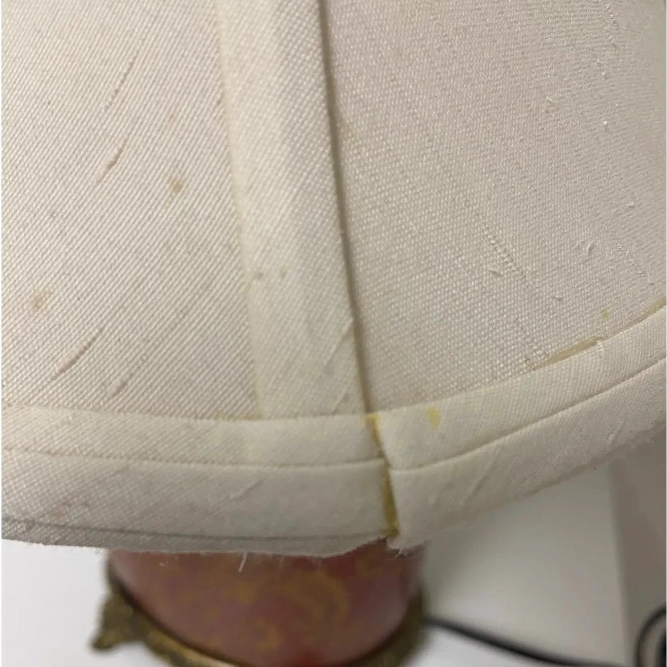 Brass and Red Porcelain Tea Canister Lamps With Floral Gilt Decoration - a Pair