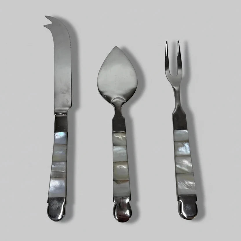 Towle Silversmiths 3-Piece Mother-of-Pearl Cheese & Charcuterie Set | Circa 1960s