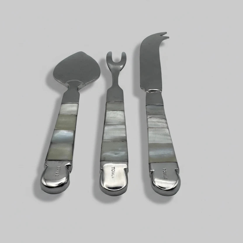 Towle Silversmiths 3-Piece Mother-of-Pearl Cheese & Charcuterie Set | Circa 1960s
