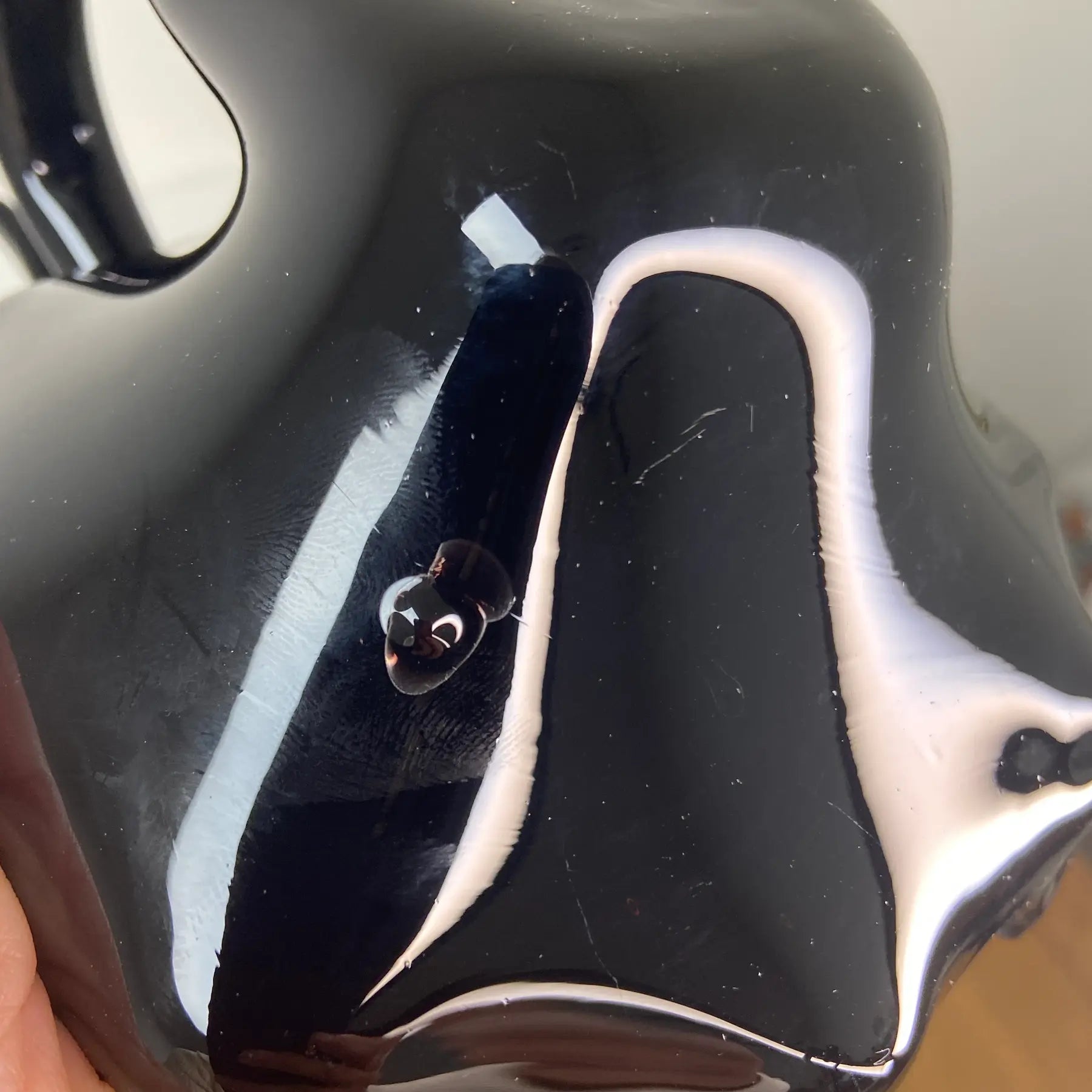 Black Amethyst Blown Glass Swan Bowl - Vase