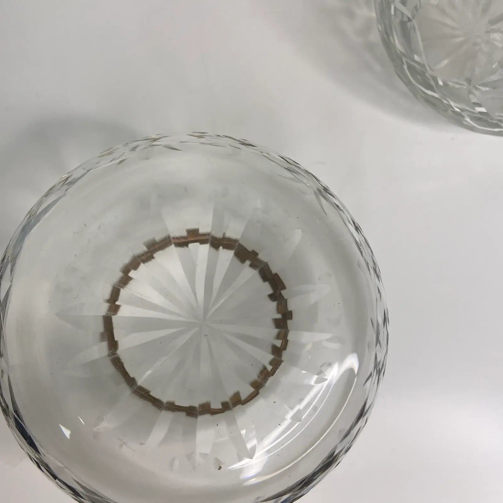 Crystal Rose Bowls on Brass Stands - a Pair