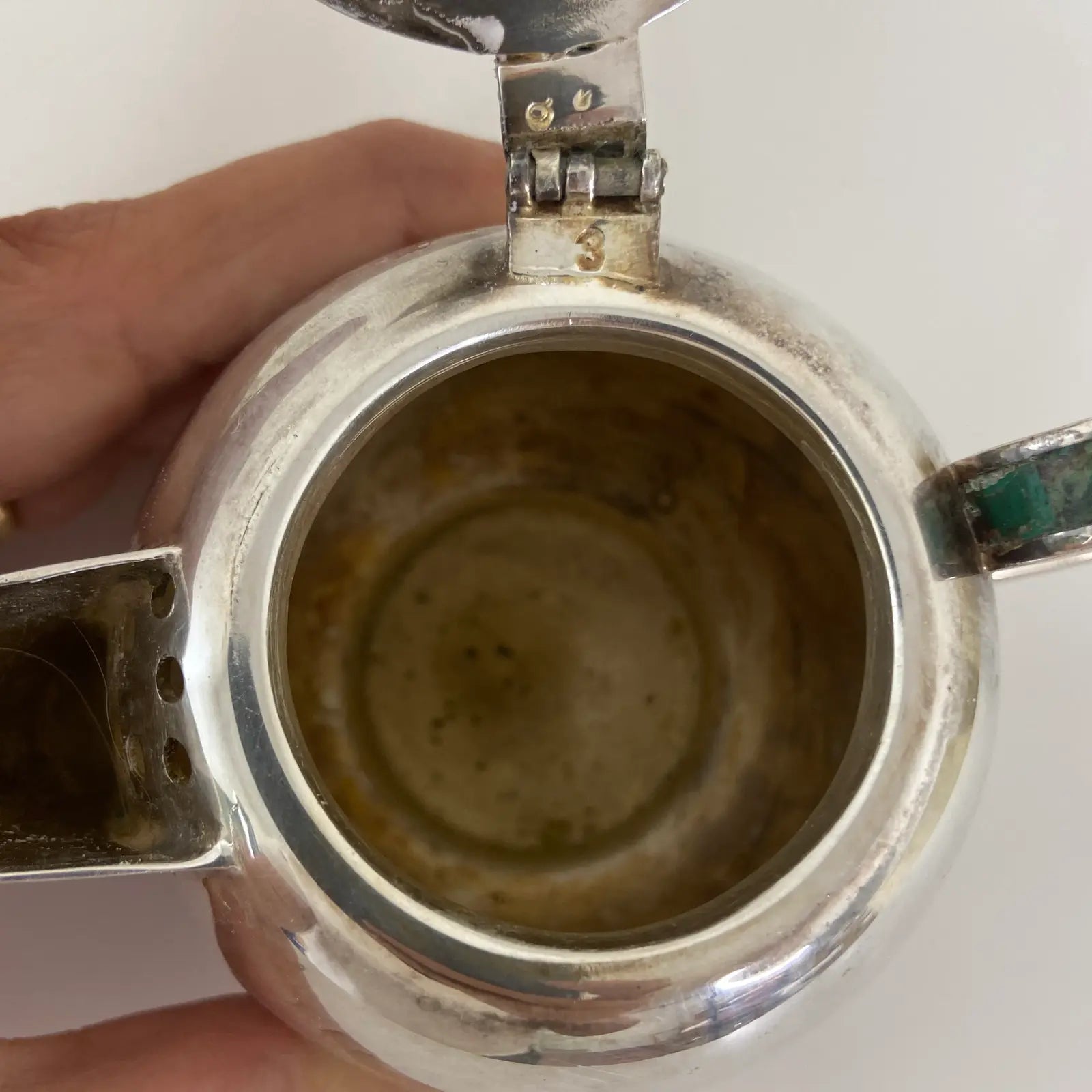 Los Castillo Taxco Silverplate Sugar & Creamer Set With Stone Inlay- 2 Pieces