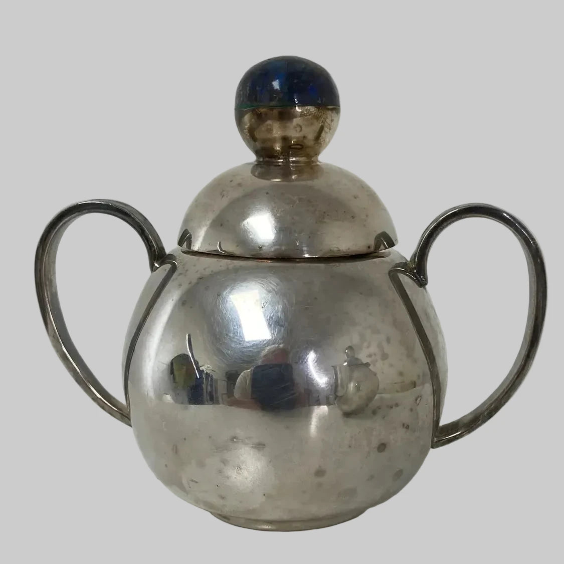 Los Castillo Taxco Silverplate Sugar & Creamer Set With Stone Inlay- 2 Pieces