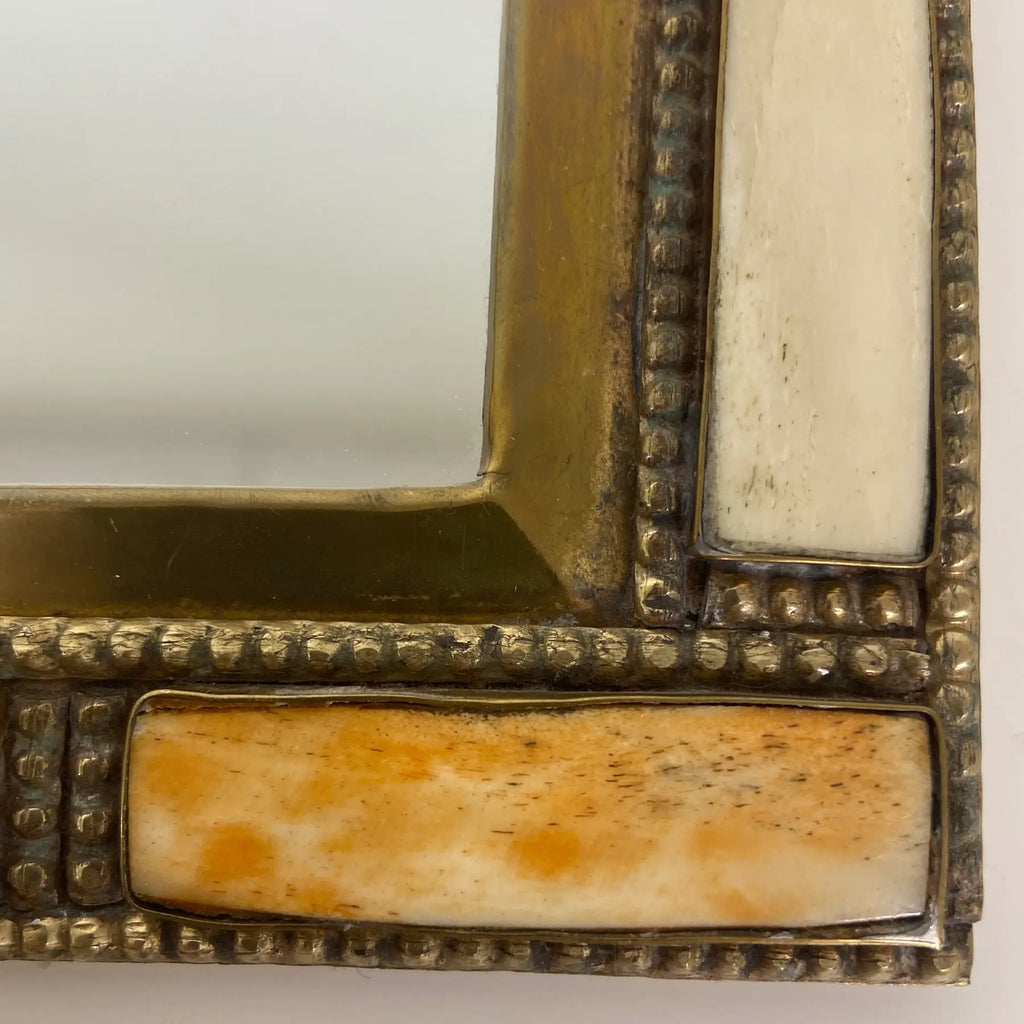 Moroccan Brass & Bone Inlay Small Wall Mirror