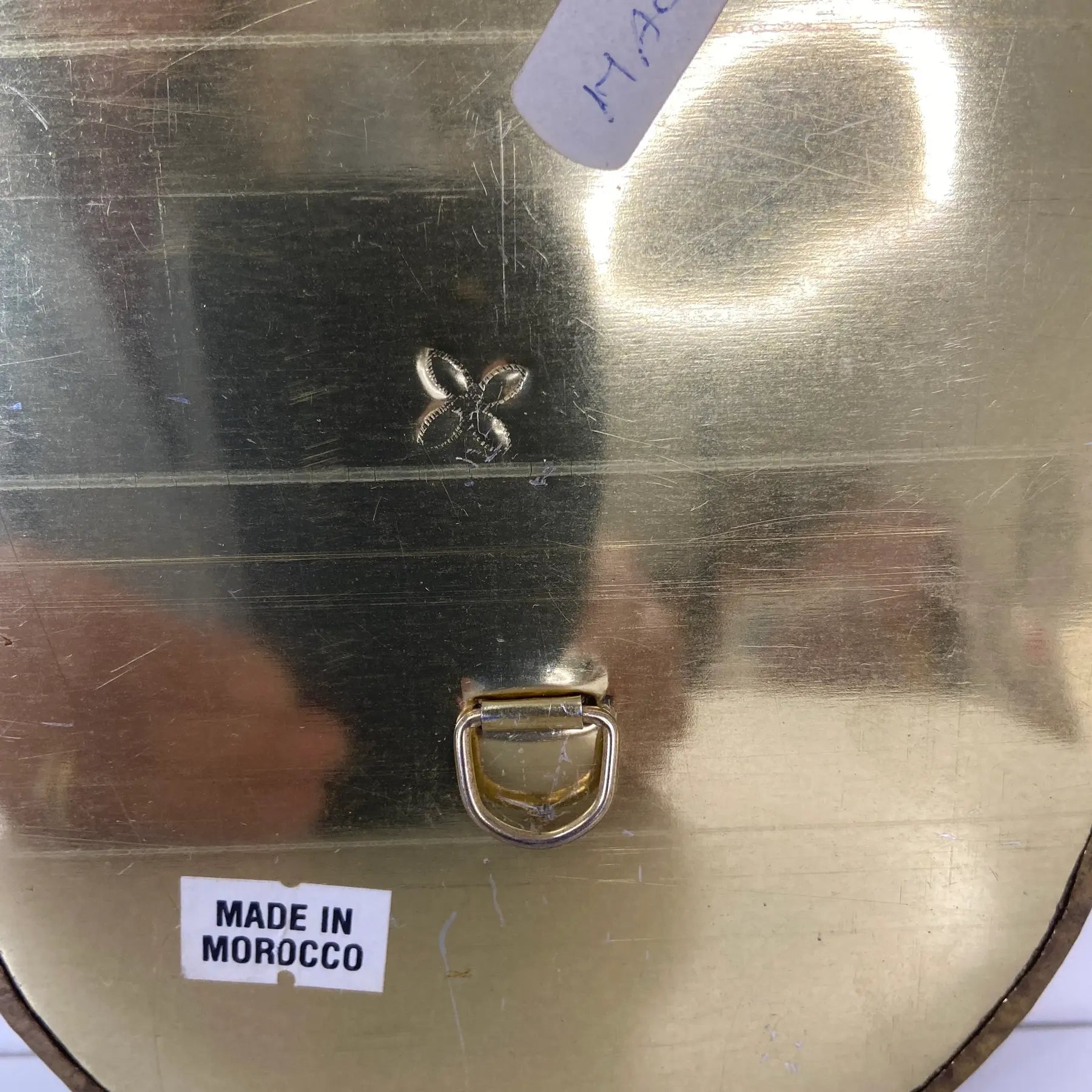 Moroccan Brass & Bone Inlay Small Wall Mirror