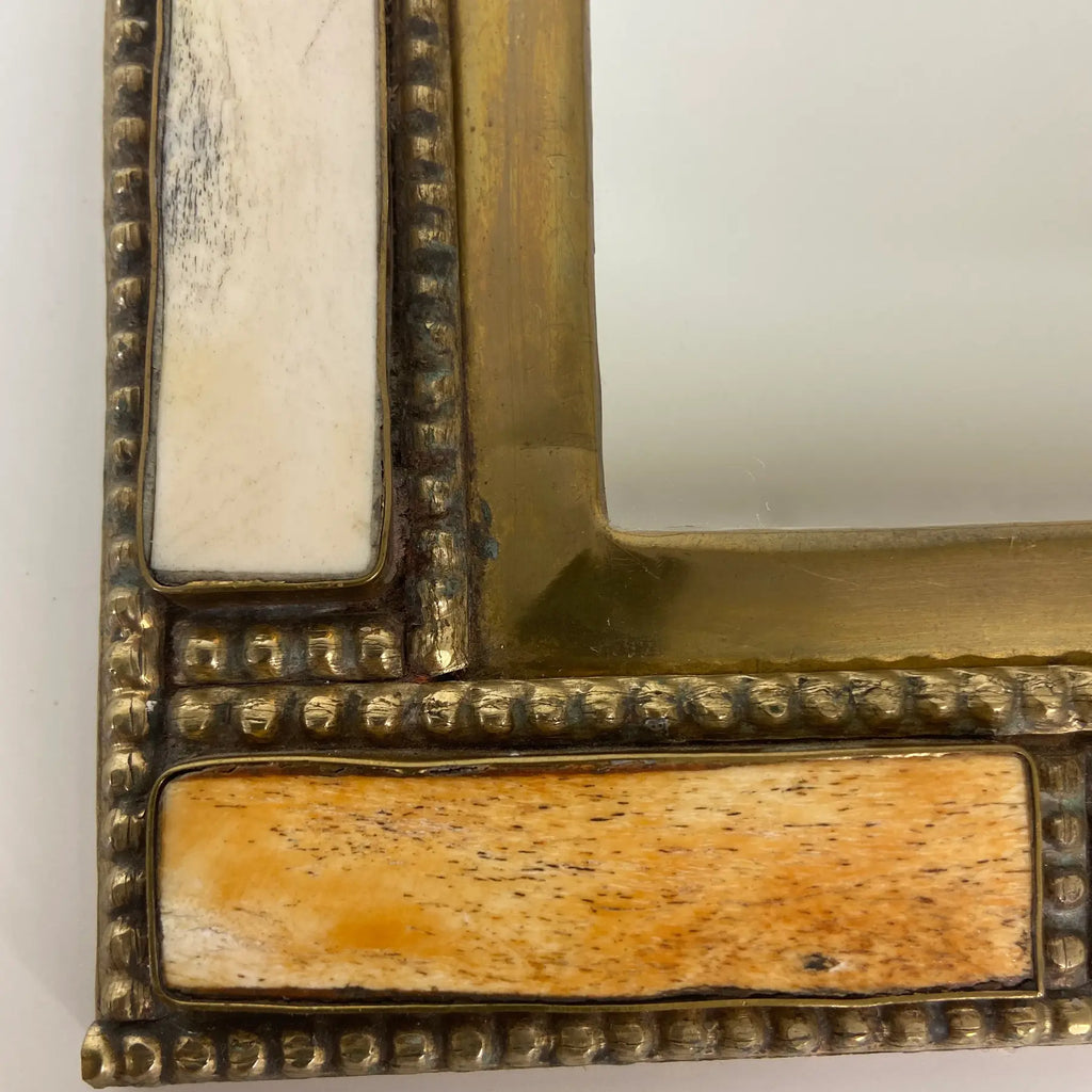 Moroccan Brass & Bone Inlay Small Wall Mirror