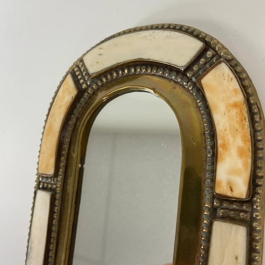 Moroccan Brass & Bone Inlay Small Wall Mirror