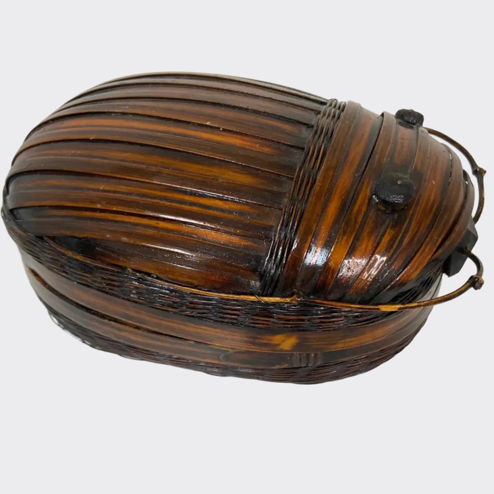 Vintage Bamboo Tiffin Basket Bug Beetle form Made in Taiwan