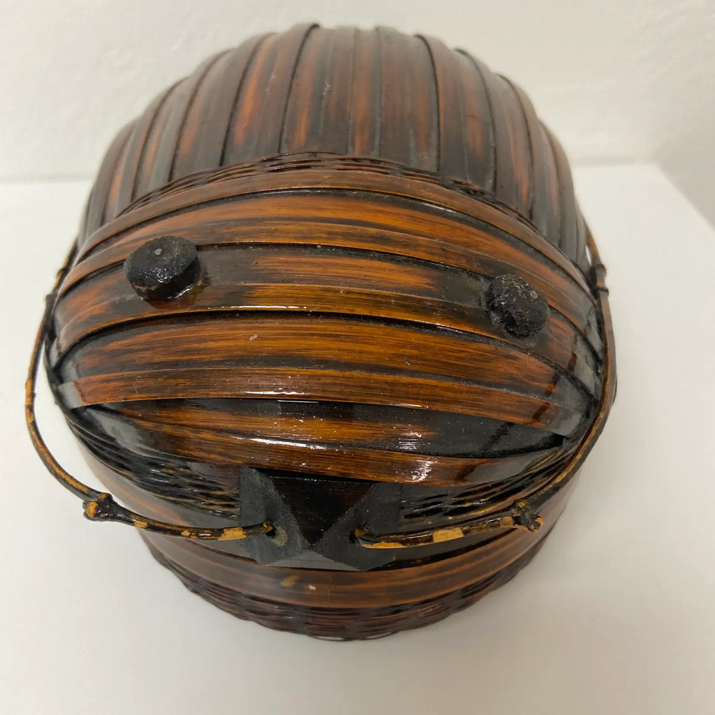 Vintage Bamboo Tiffin Basket Bug Beetle form Made in Taiwan