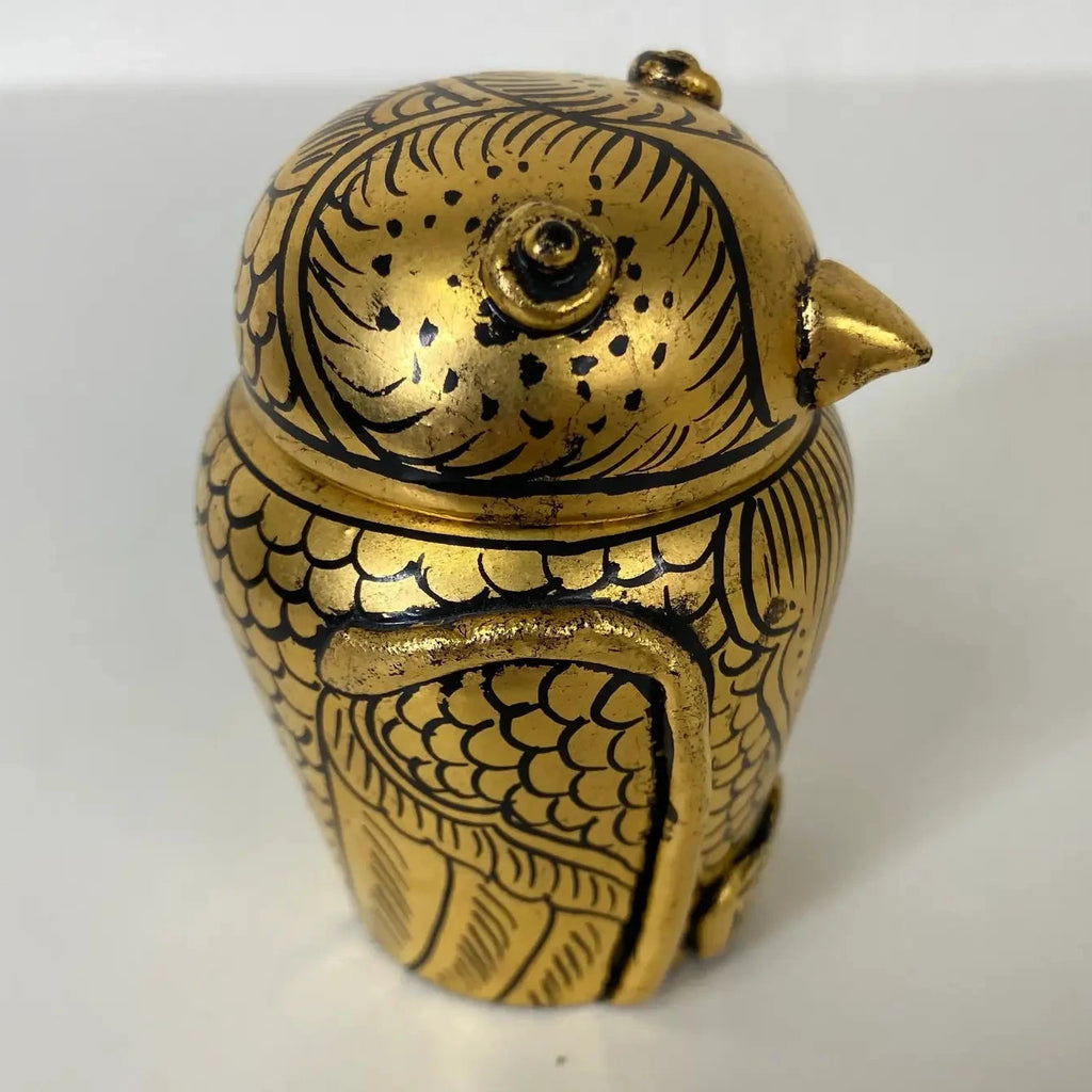 Burmese Lacquer Owl Box – Handcrafted Zoomorphic Betel Nut Container