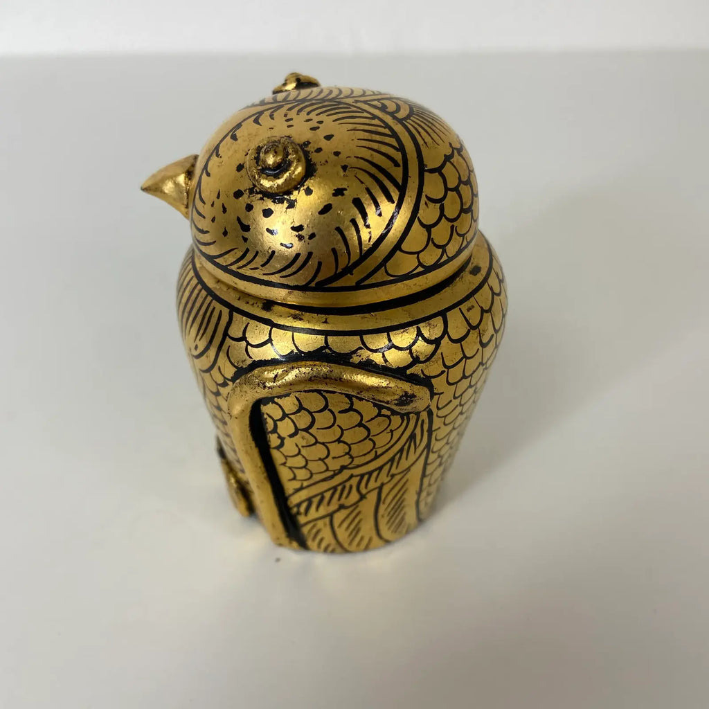 Burmese Lacquer Owl Box – Handcrafted Zoomorphic Betel Nut Container