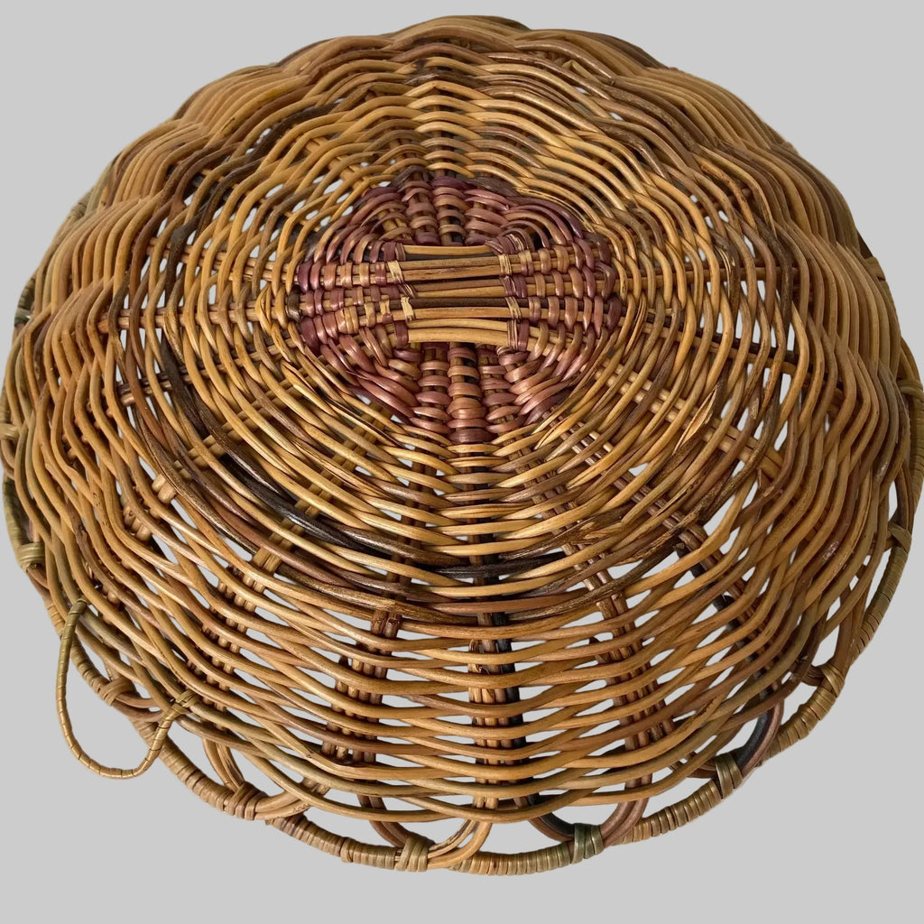 Handwoven Rattan Loop - Scallop Rim Basket