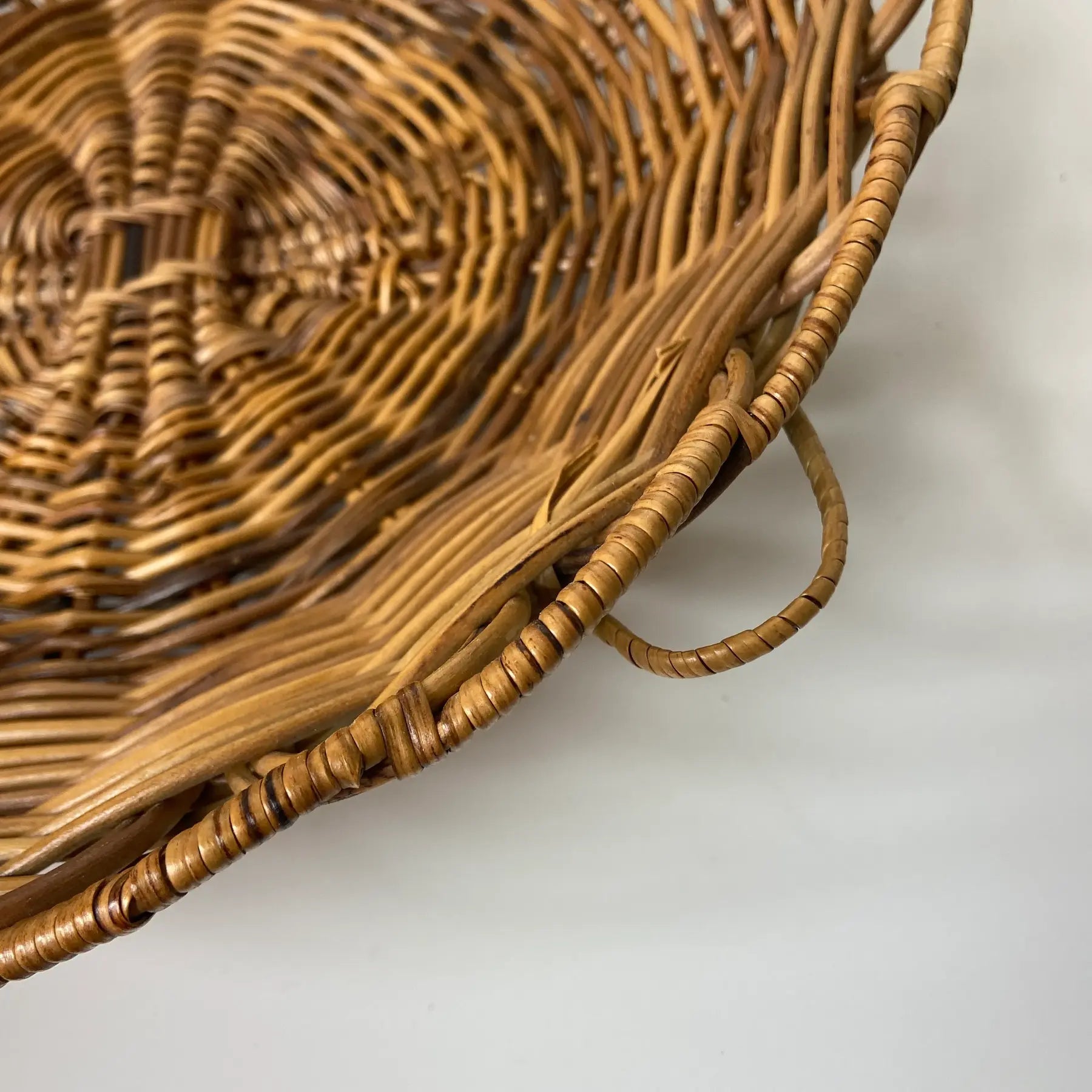 Handwoven Rattan Loop - Scallop Rim Basket