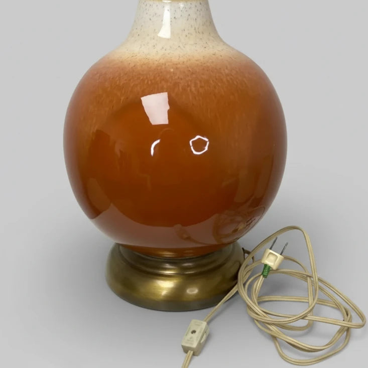 Speckled Glaze Ceramic Lamp With Original Shade – Leviton Socket, Gilbert Wiring