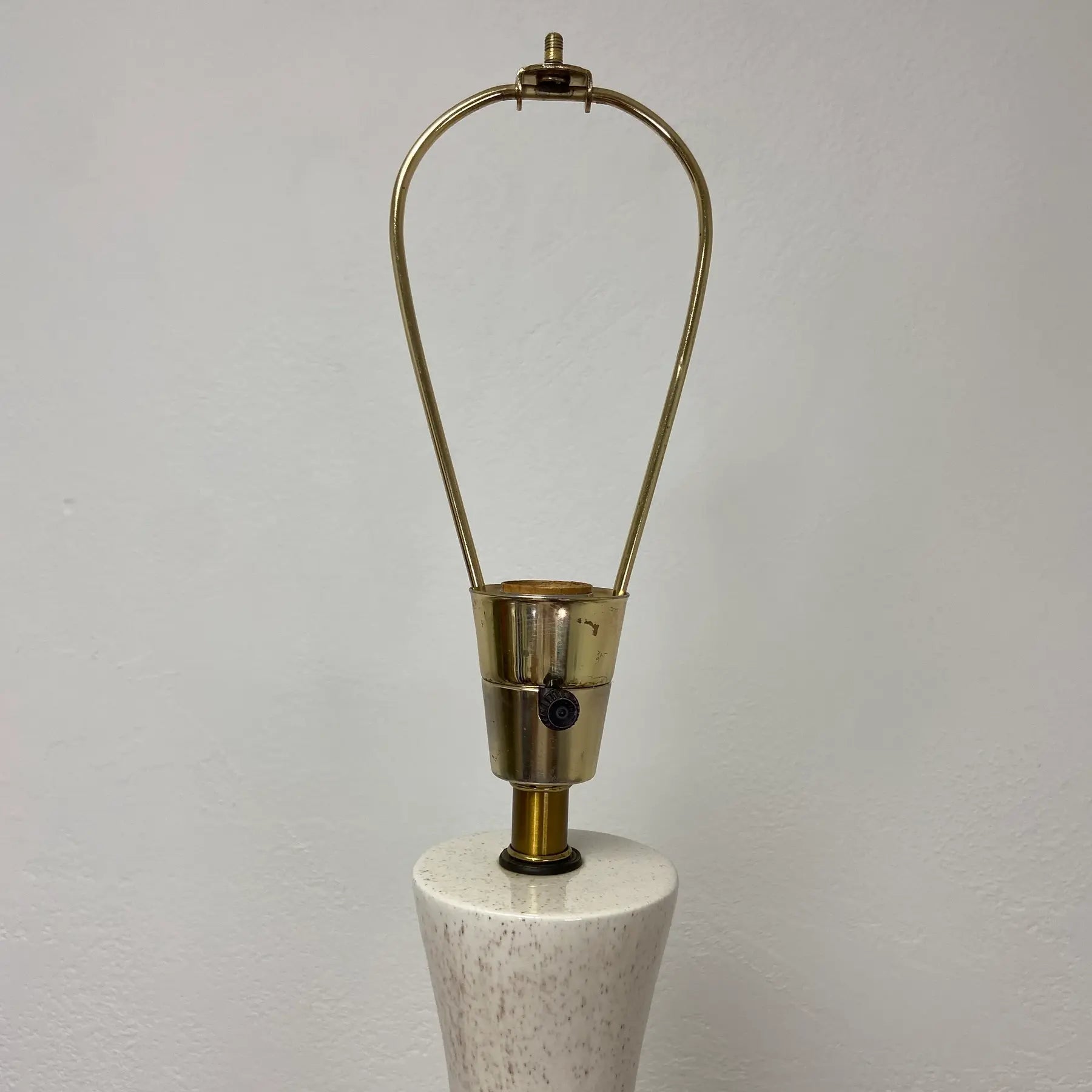 Speckled Glaze Ceramic Lamp With Original Shade – Leviton Socket, Gilbert Wiring