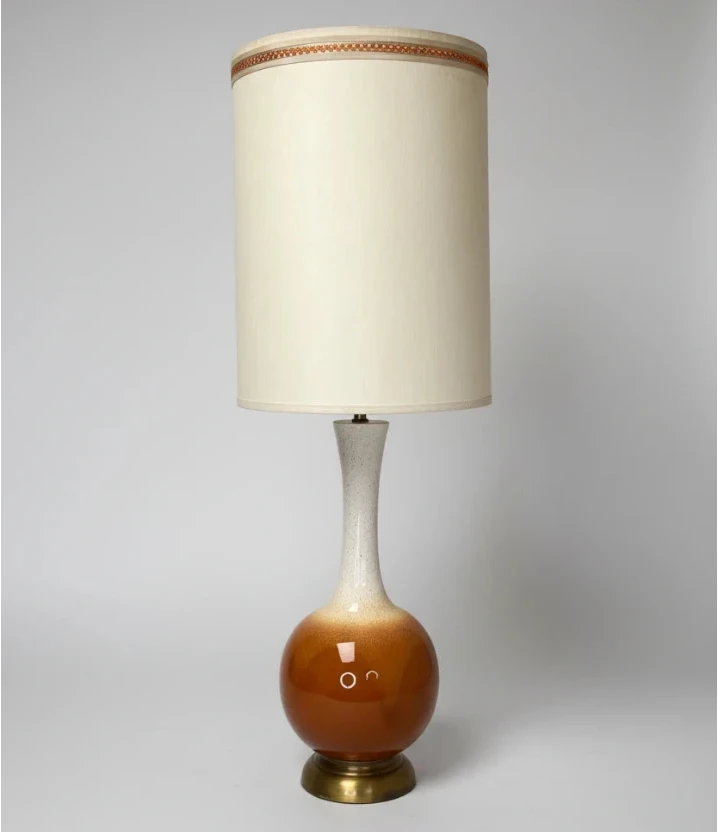 Speckled Glaze Ceramic Lamp With Original Shade – Leviton Socket, Gilbert Wiring