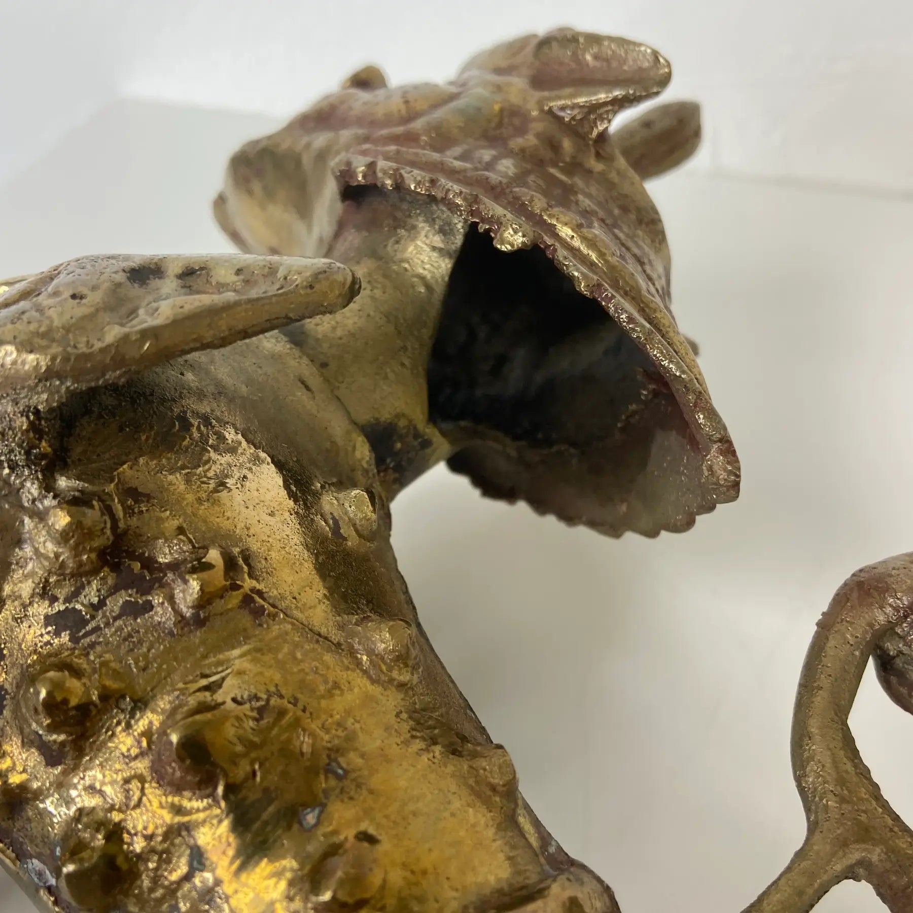 Tibetan Brass or Bronze Guardian Lion Foo Dog Sculpture