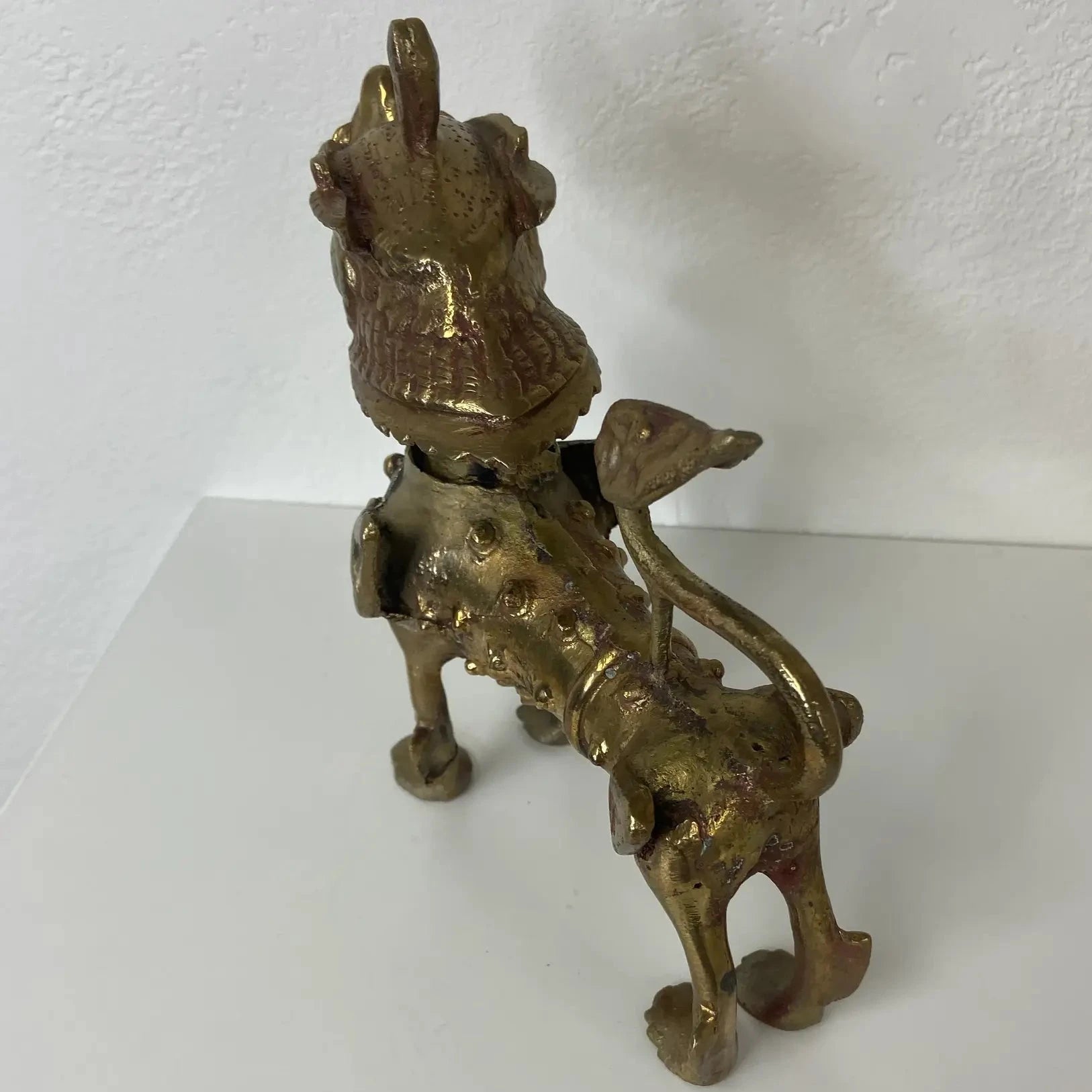 Tibetan Brass or Bronze Guardian Lion Foo Dog Sculpture